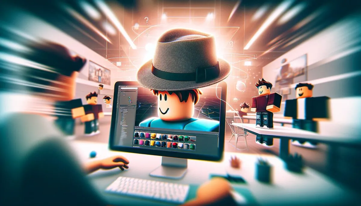 imagen-unica-con-tematica-de-roblox-que-refleja-como-crear-un-sombrero-en-roblox-incluye-un-motivo-principal-en-el-centro-y-efecto-desenfocado-en-el-fondo